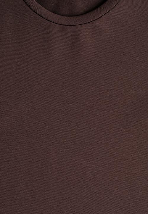 H&M - Fitted microfibre T-shirt - dark brown