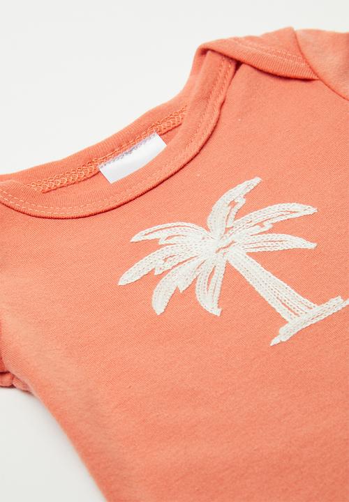 Pop Candy - Satin stitched palm tree bodysuit - sienna