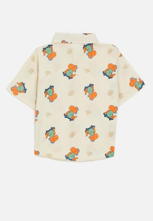 Pop Candy - Skater dino all-over-print shirt - beige