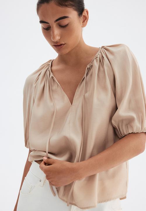 H&M - Balloon-sleeved blouse - beige