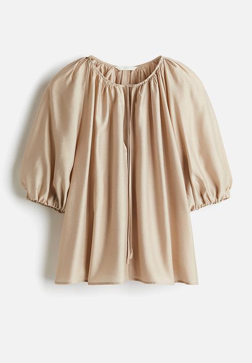 H&M - Balloon-sleeved blouse - beige