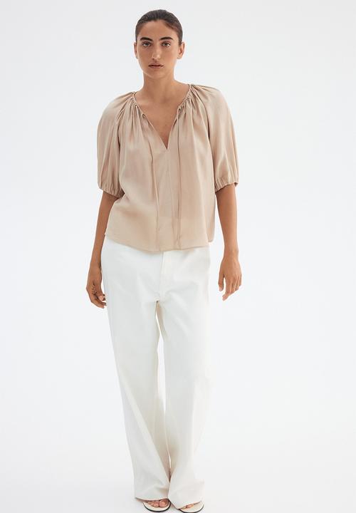 H&M - Balloon-sleeved blouse - beige