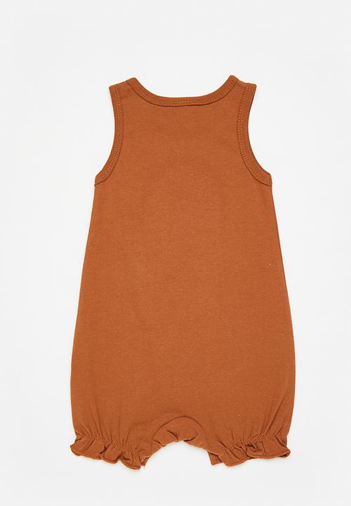 Pop Candy - Rainbow graphic and slogan romper - burnt sienna/love