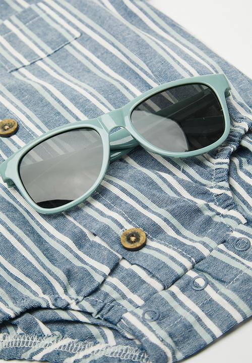 Pop Candy - Shirt-style bodysuit with sunnies - blue/white stripe