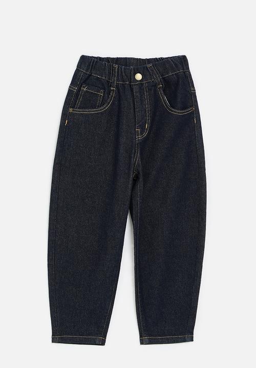 Pop Candy - Barrel jeans with elasticated waist - navy denim