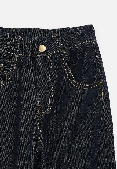 Pop Candy - Barrel jeans with elasticated waist - navy denim