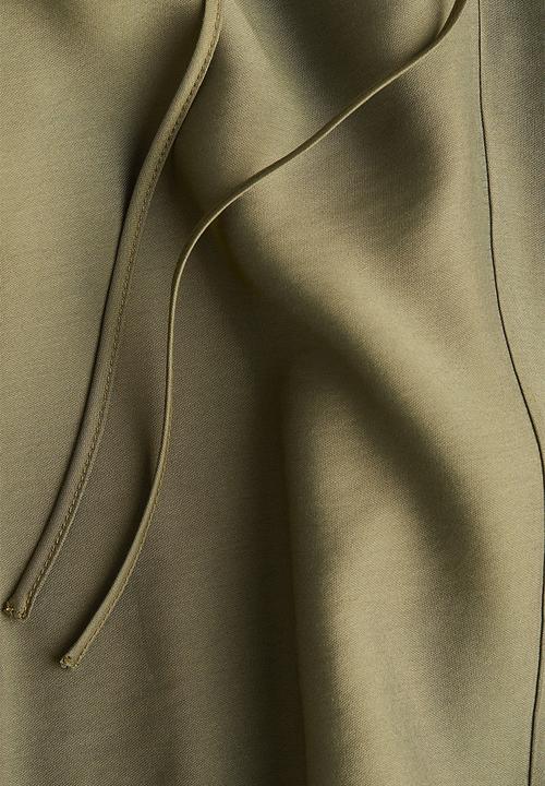 H&M - Balloon-sleeved blouse - dark khaki green