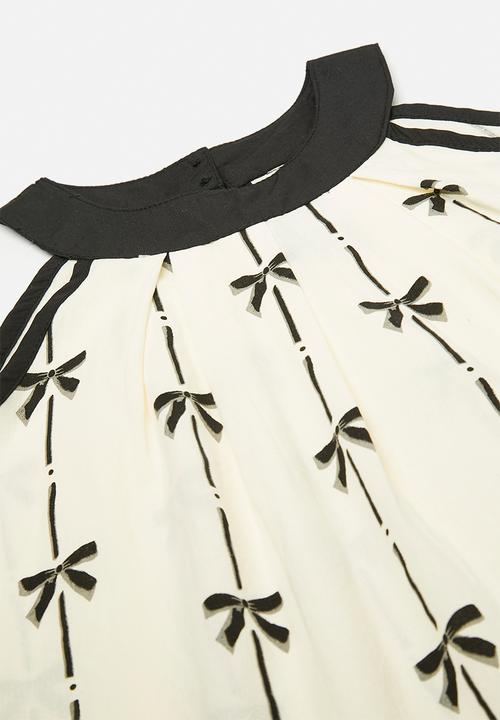 Pop Candy - Bows Print halter top & flared pants set - white/black bows