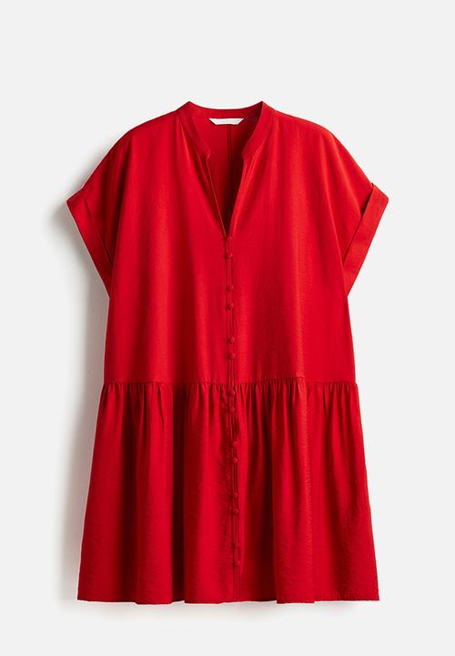 H&M - Crinkled tunic dress -  bright red 