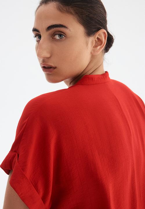 H&M - Crinkled tunic dress -  bright red 