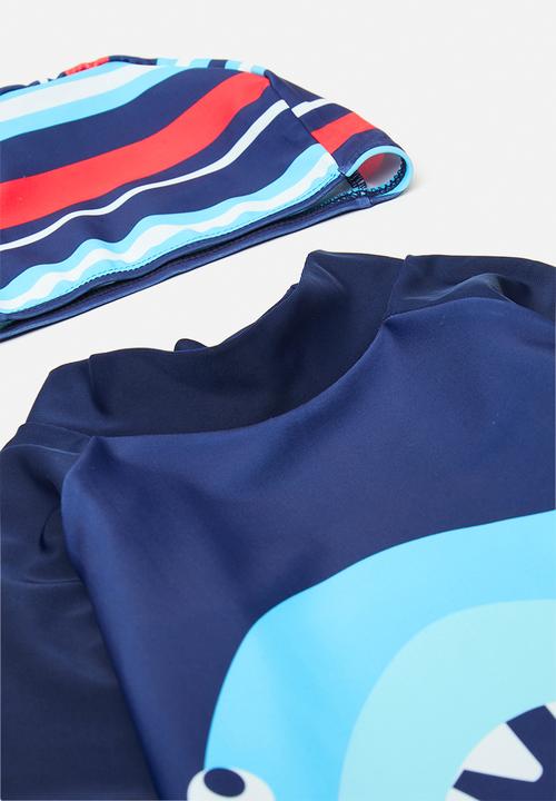 Pop Candy - Shark 3 piece swimsuit - navy/shark/stripes