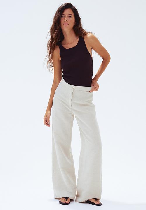 H&M - Linen-blend trousers - beige