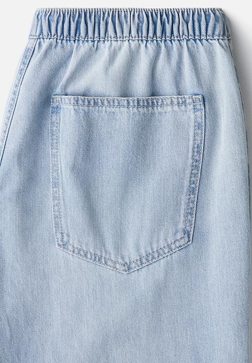 H&M - Denim drawstring trousers - pale denim blue