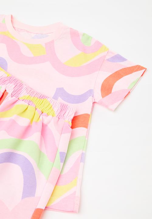 Pop Candy - Abstract pattern tee with matching shorts - pink
