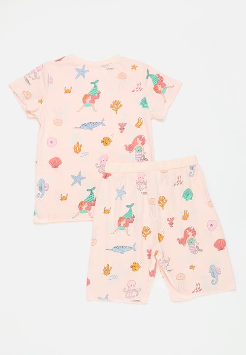 Pop Candy - Sea life theme printed tee and shorts - pink