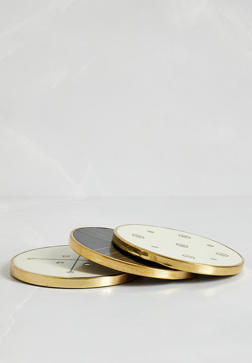 Excellent Houseware - Polyresin coaster set of 6 - black & white