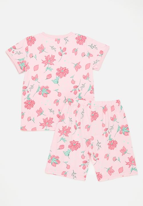 Pop Candy - Floral tee & short set - pink