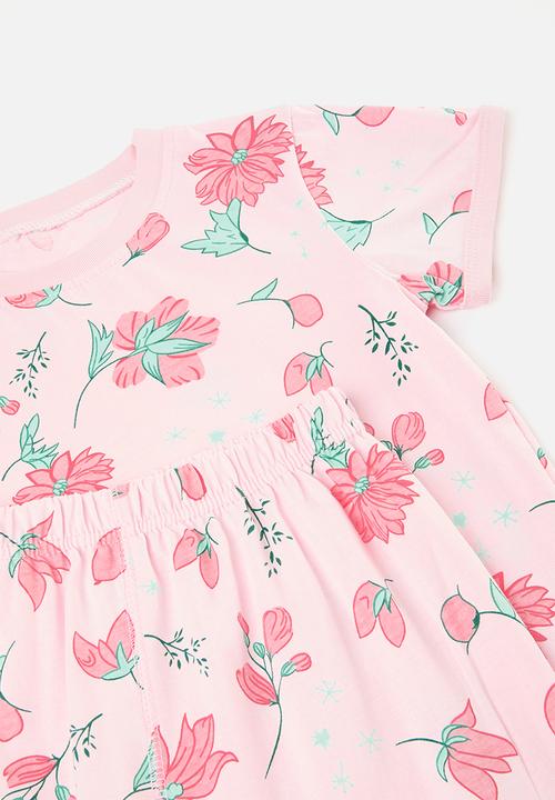 Pop Candy - Floral tee & short set - pink