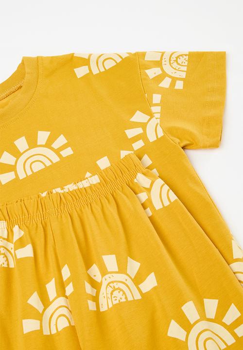 Pop Candy - Sun all-over print top & shorts - mustard