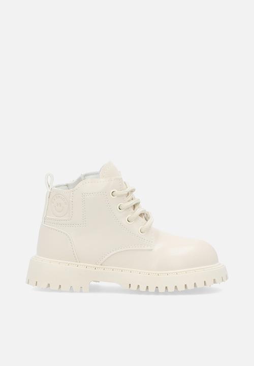 Pop Candy - PU lace-up boots - ivory