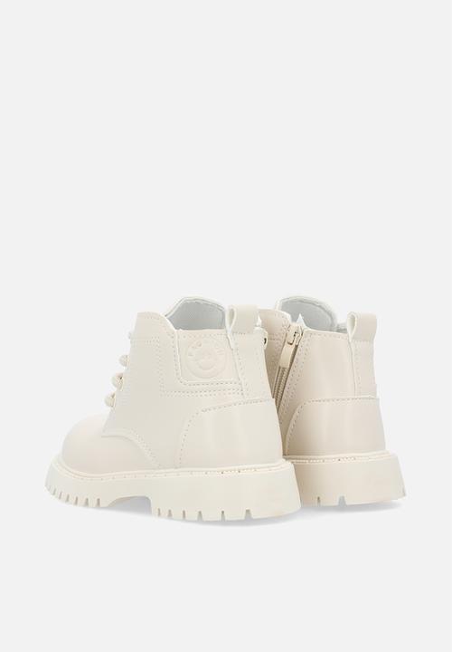 Pop Candy - PU lace-up boots - ivory