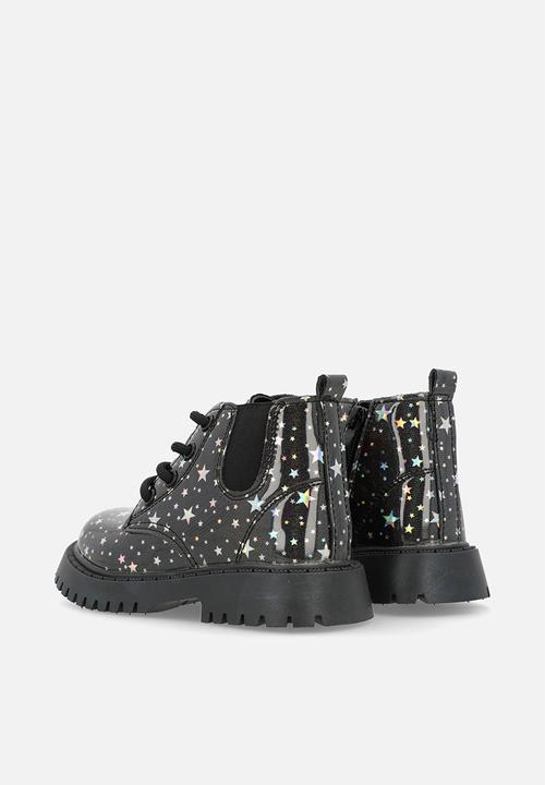 Pop Candy - Star printed boots - black