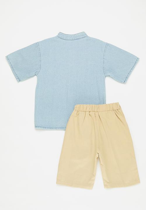 Pop Candy - Shirt & short set - light blue/beige