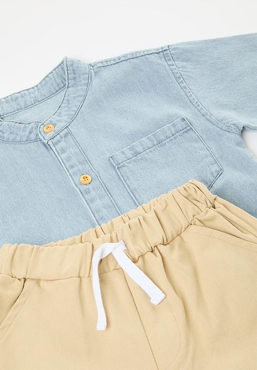 Pop Candy - Shirt & short set - light blue/beige