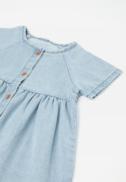 Pop Candy - Collarless shirt dress with headband - blue/navy stripe