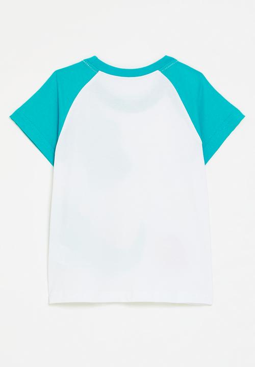 Pop Candy - Dino graphic raglan tee - blue/white