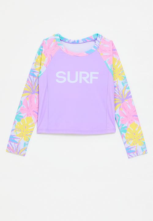 Pop Candy - Crop rash vest - lilac/tropical