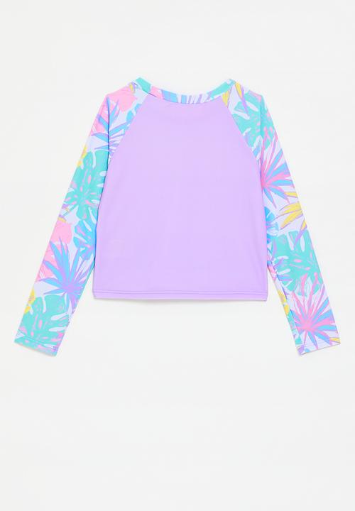 Pop Candy - Crop rash vest - lilac/tropical