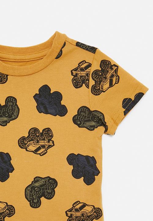 Pop Candy - All-over-print monster truck tee - mustard