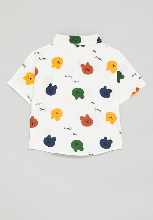 Pop Candy - Bear all-over-print shirt - white