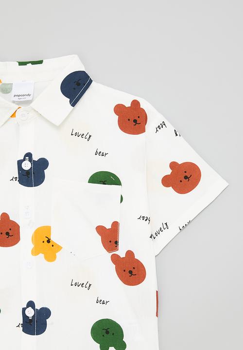 Pop Candy - Bear all-over-print shirt - white