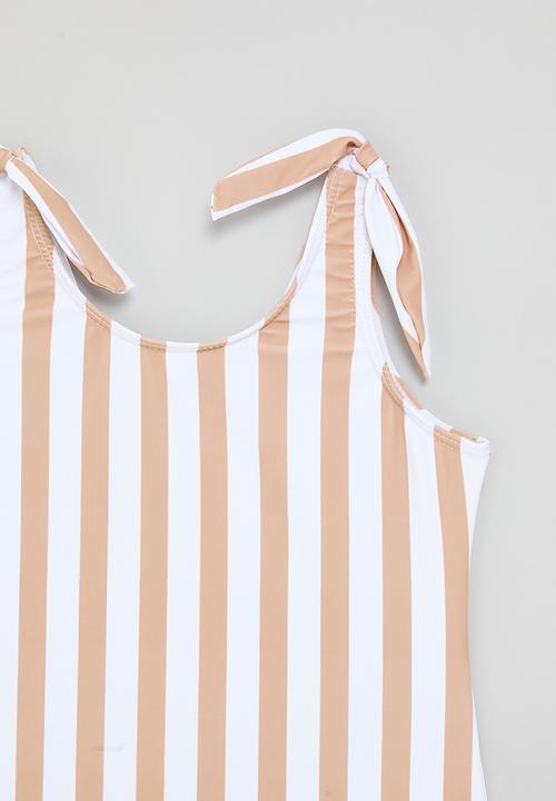 Pop Candy - One piece swimsuit - light tan stripes