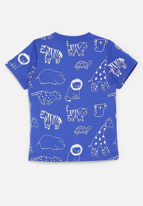 Pop Candy - Wild animal graphic tee - royal blue