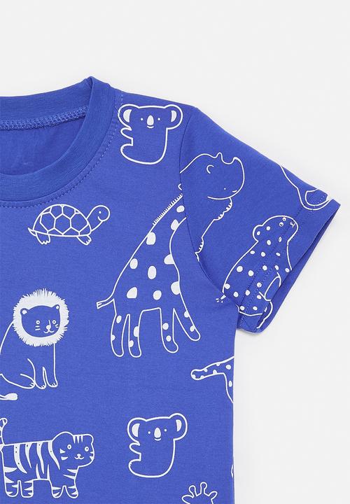 Pop Candy - Wild animal graphic tee - royal blue