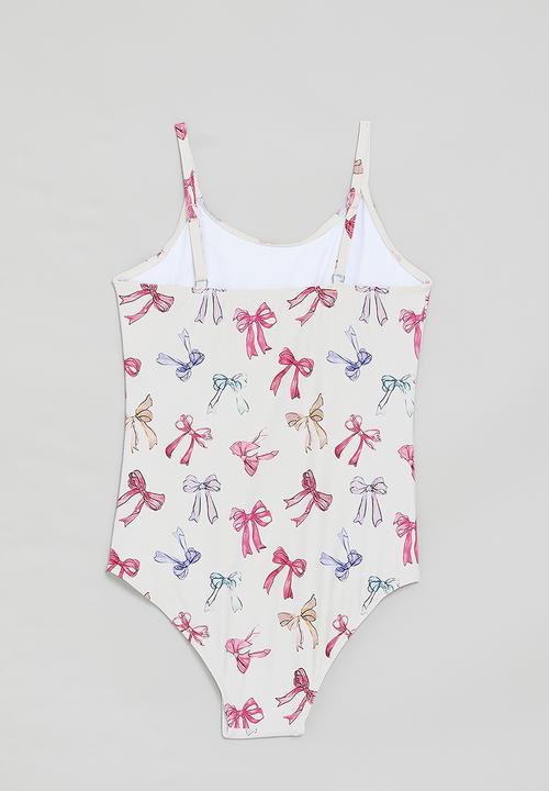 Pop Candy - Bow all-over-print swimsuit - off white