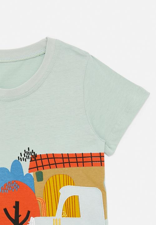 Pop Candy - Farm life graphic tee - light sage green