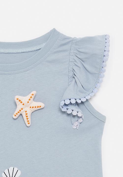 Pop Candy - Sea friends applique tee - serenity blue