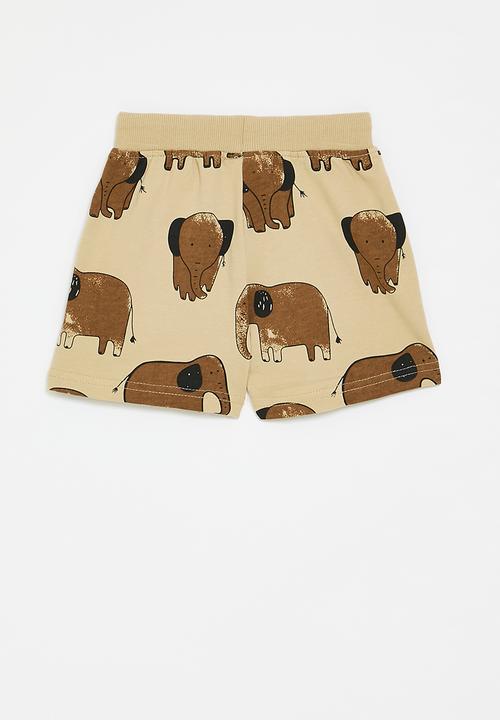 Pop Candy - Elephant all-over print shorts - neutral