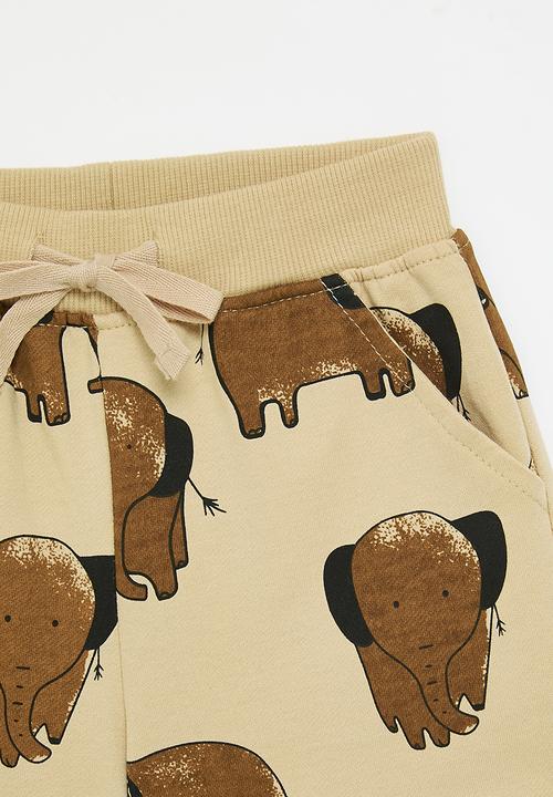 Pop Candy - Elephant all-over print shorts - neutral