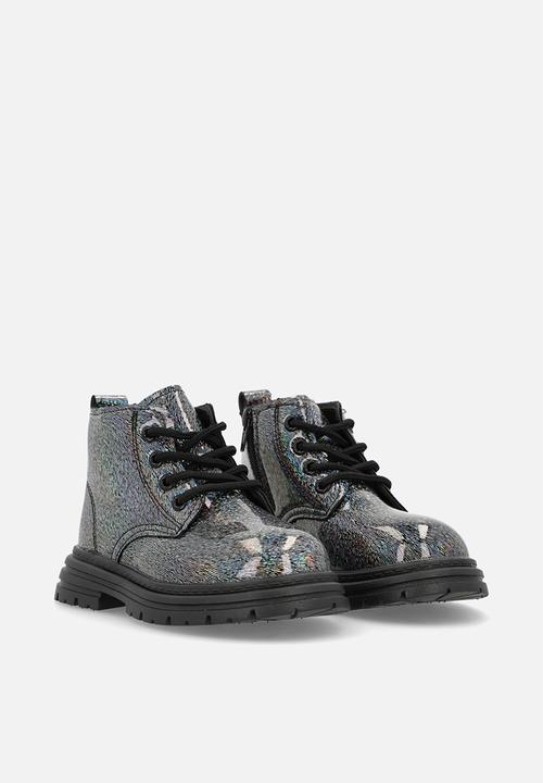 Pop Candy - Glitter boots - gunmetal silver/black
