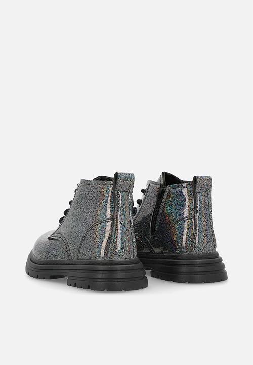 Pop Candy - Glitter boots - gunmetal silver/black