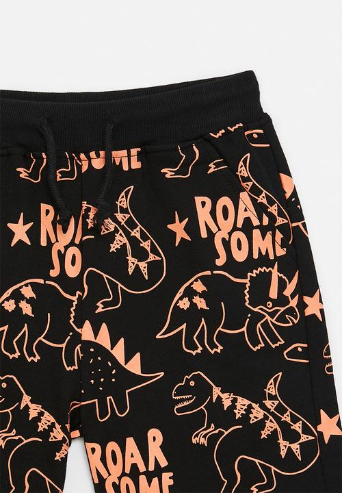 Pop Candy - Slogan and dino graphic shorts - black/roarsome