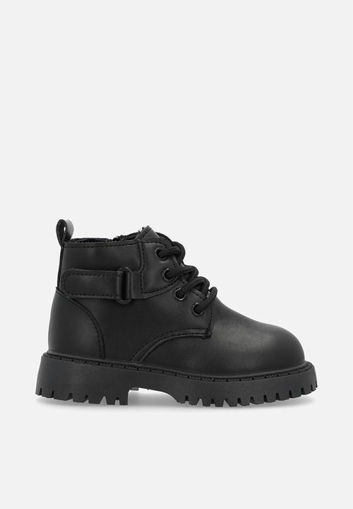 Pop Candy - Lace-up boots with mock strap - black