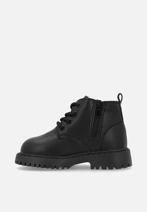 Pop Candy - Lace-up boots with mock strap - black
