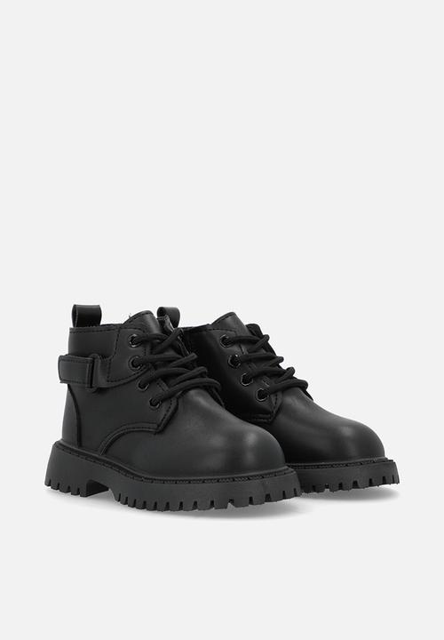 Pop Candy - Lace-up boots with mock strap - black
