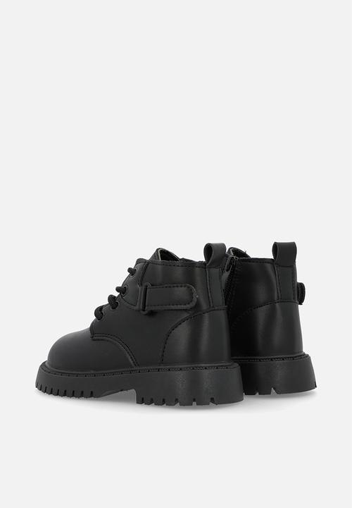 Pop Candy - Lace-up boots with mock strap - black